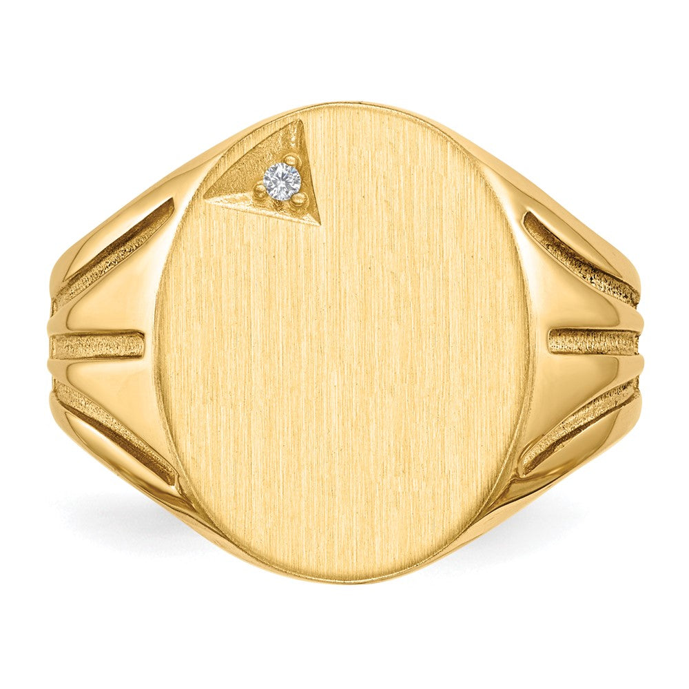 14K Yellow Gold 16.0x14.0mm Open Back A Real Diamond Men's Signet Ring