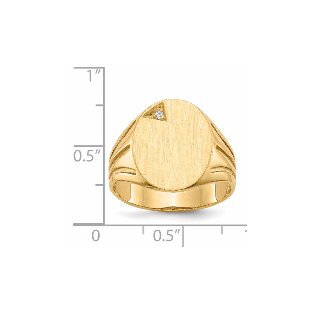 14K Yellow Gold 16.0x14.0mm Open Back A Real Diamond Men's Signet Ring