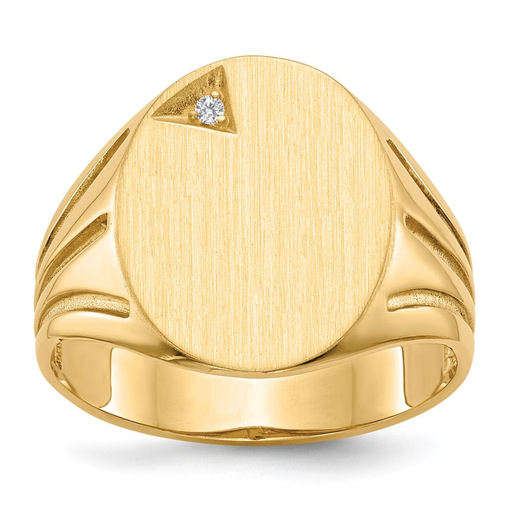 14K Yellow Gold 16.0x14.0mm Open Back VS Real Diamond Men's Signet Ring