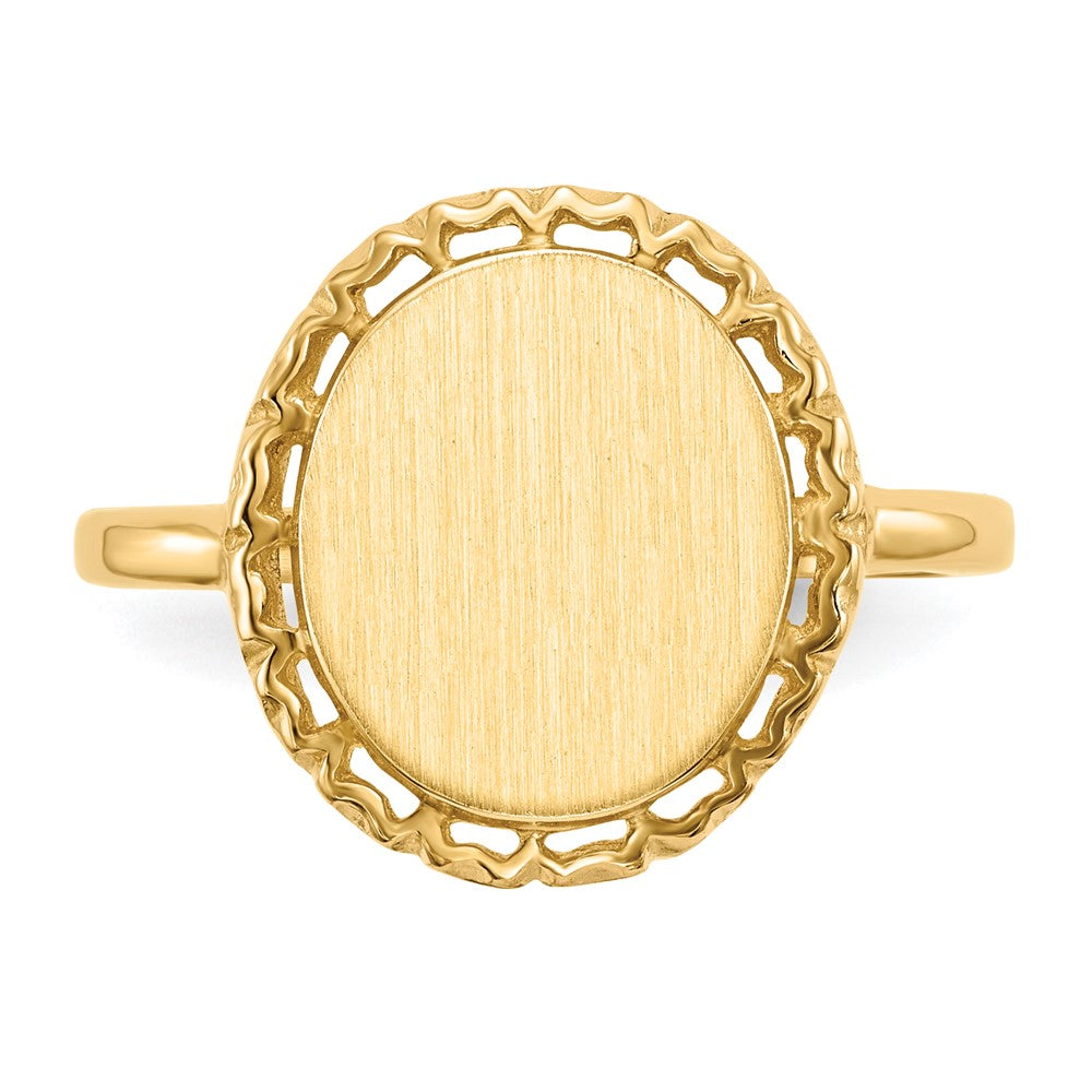 14K Yellow Gold 12.5x11.0mm Open Back Signet Ring