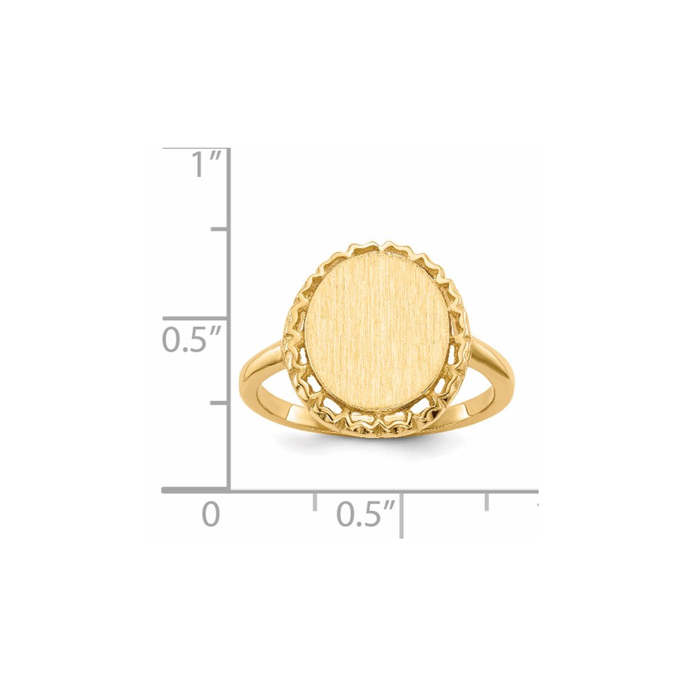 14K Yellow Gold 12.5x11.0mm Open Back Signet Ring