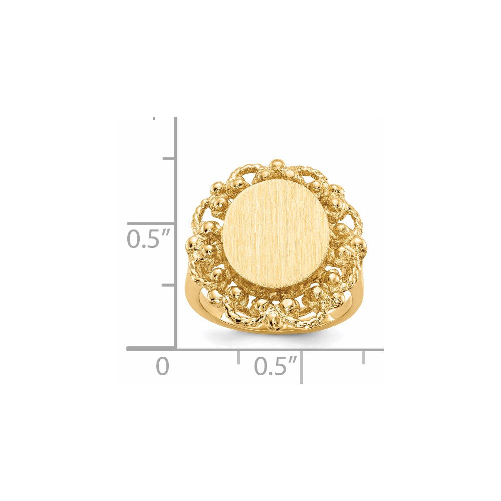 14K Yellow Gold 12.5x11.0mm Open Back Signet Ring