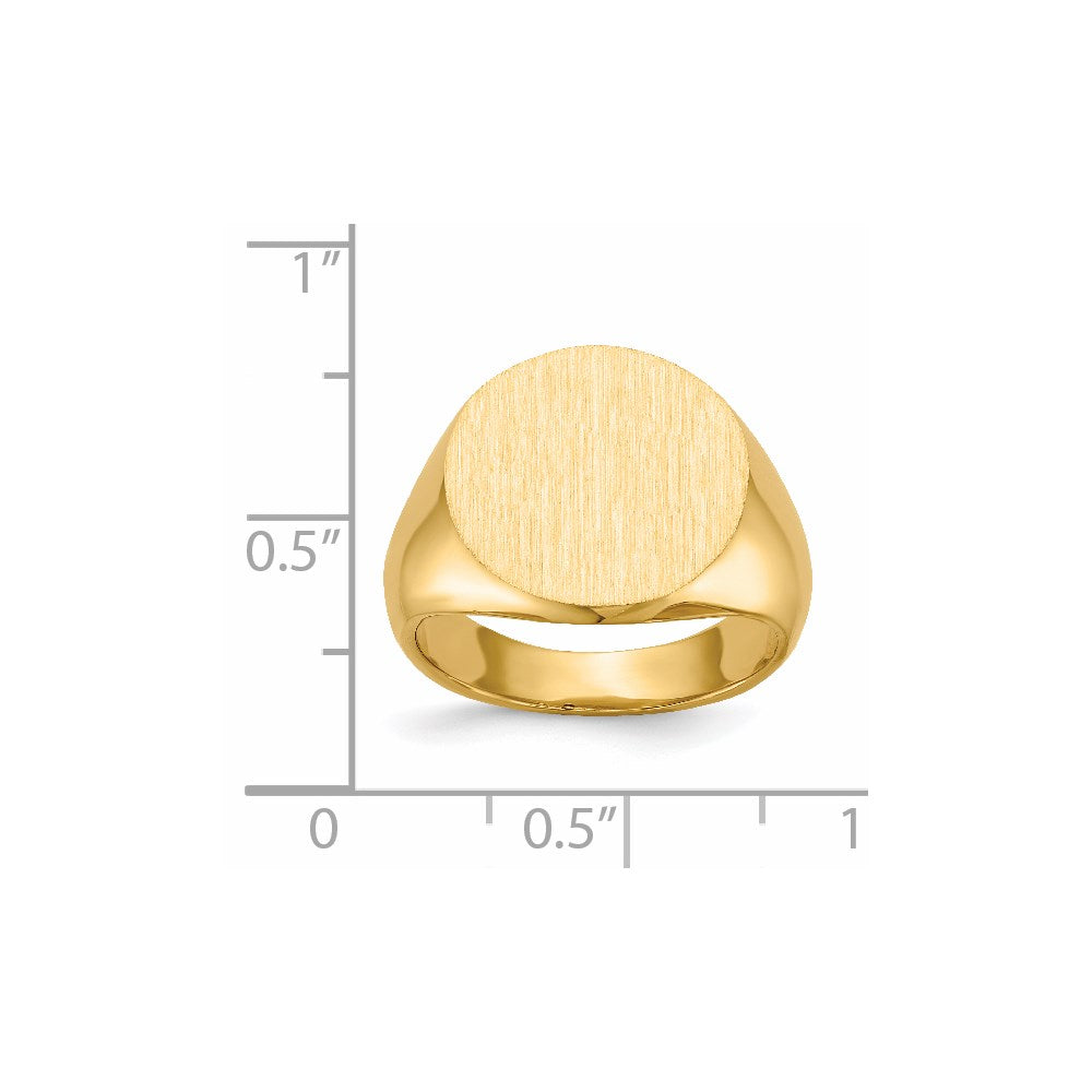 14K Yellow Gold 15.0x15.5mm Closed Back Signet Ring