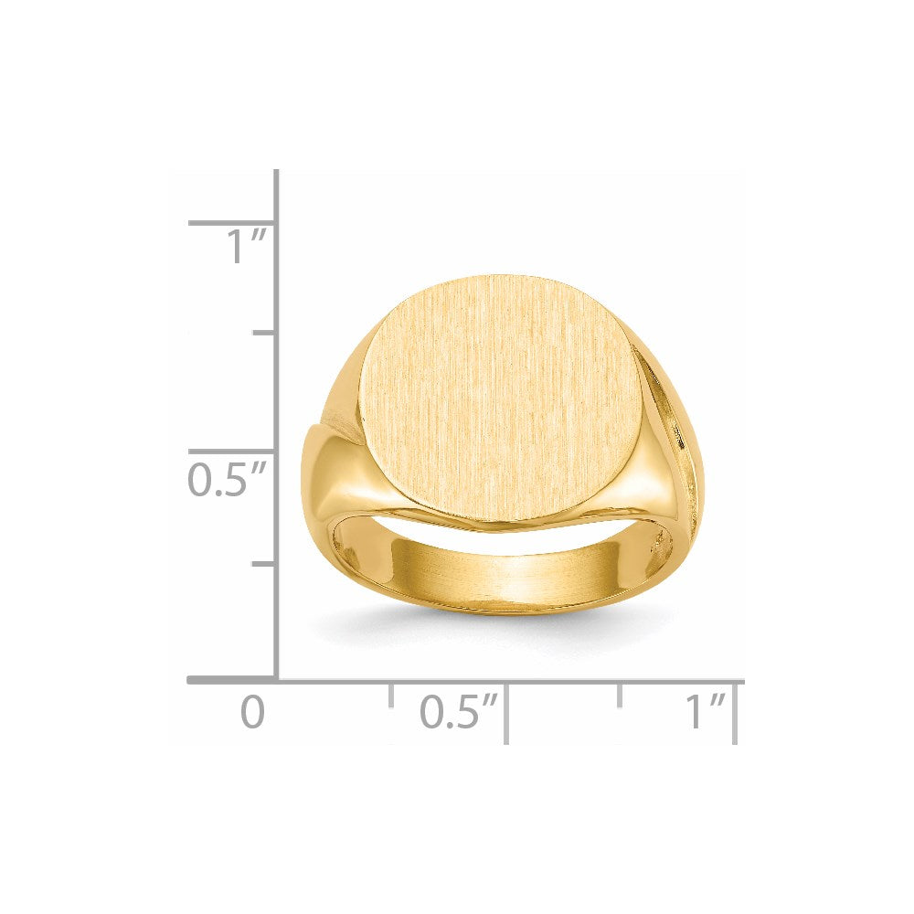 14K Yellow Gold 16.0x16.0mm Closed Back Men's Signet Ring