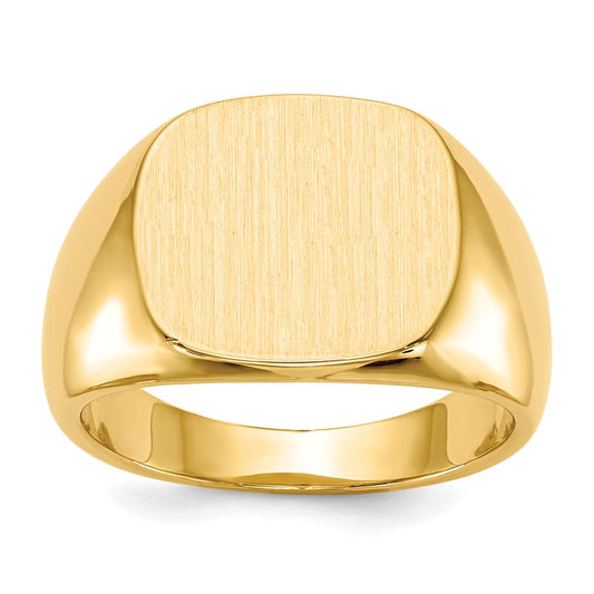 14K Yellow Gold 13.5x15.0mm Closed Back Mens Signet Ring