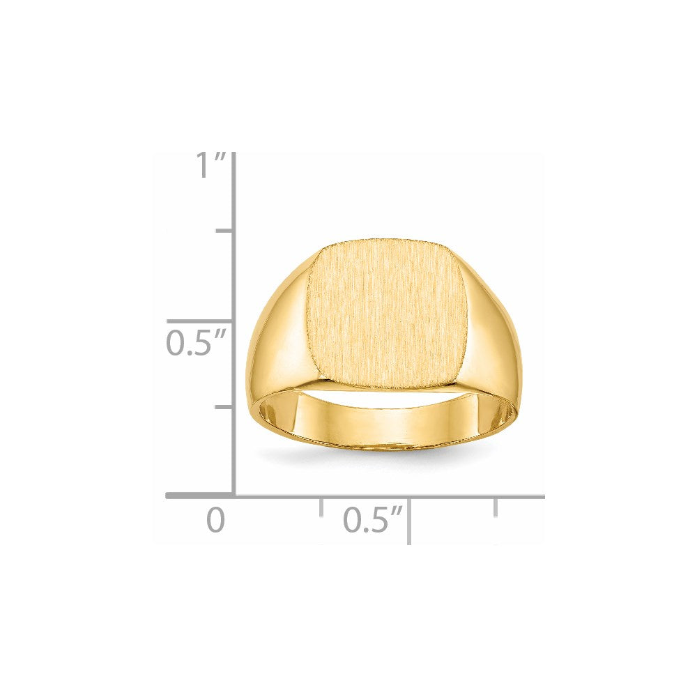 14K Yellow Gold 12.0x13.0mm Closed Back Men's Signet Ring