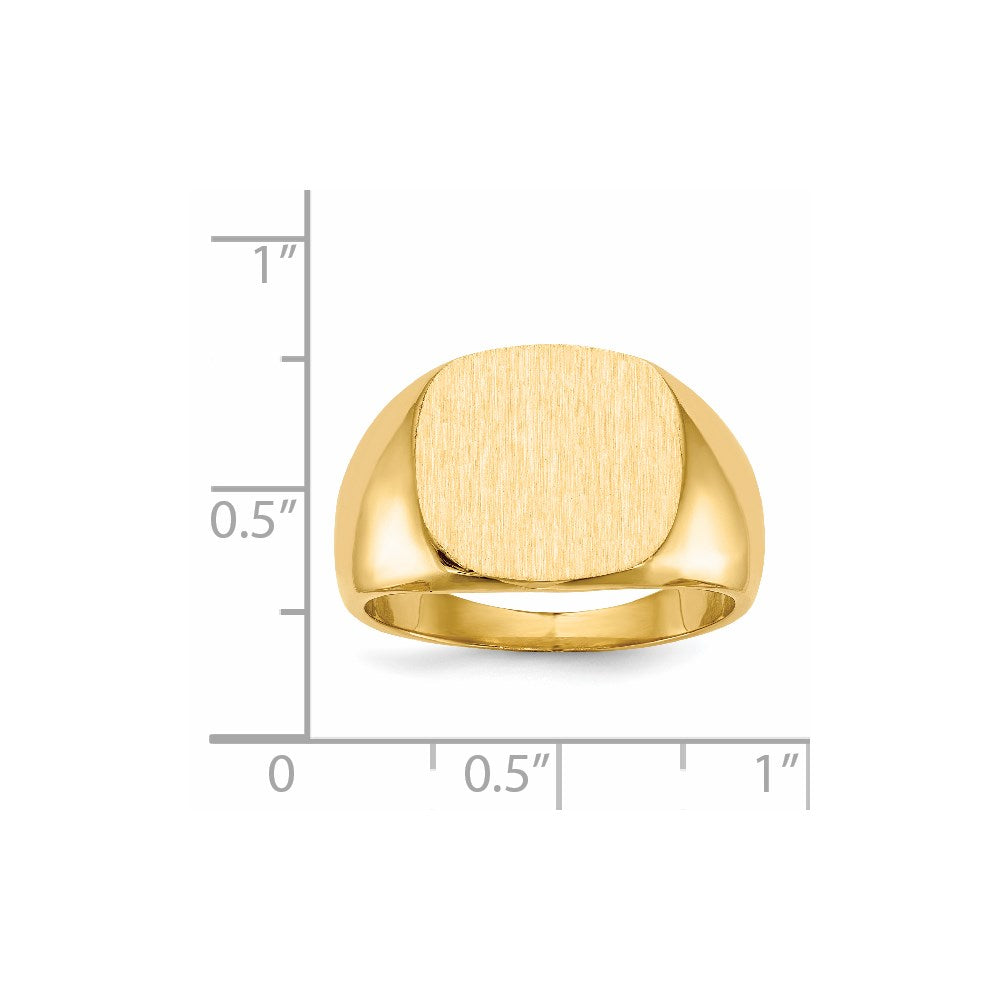 14K Yellow Gold 15.5x14.0mm Closed Back Men's Signet Ring