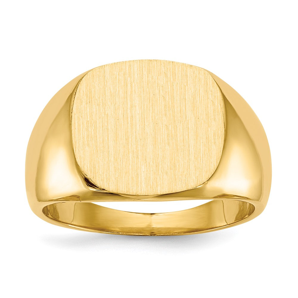 14K Yellow Gold 15.5x14.0mm Closed Back Men's Signet Ring