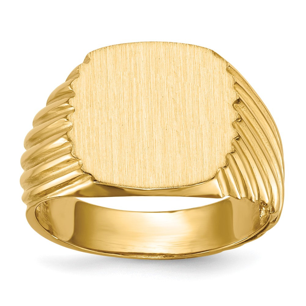 14K Yellow Gold 13.5x13.5 Open Back Men's Signet Ring