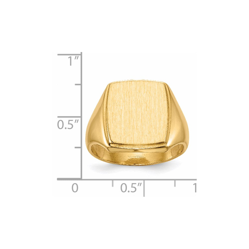 14K Yellow Gold 14.5x13.0mm Closed Back Mens Signet Ring