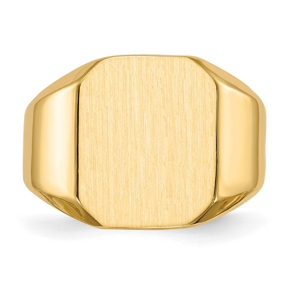 14K Yellow Gold 15.5x13.0mm Closed Back Men's Signet Ring