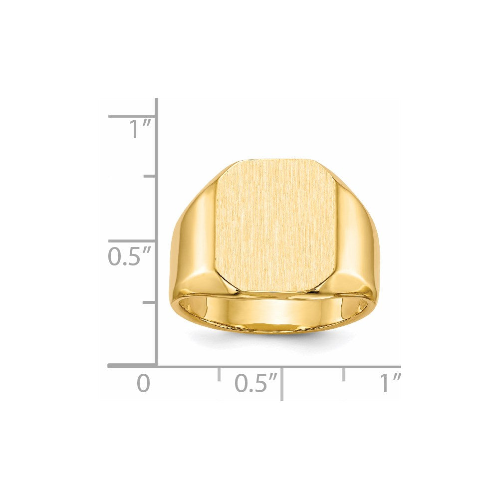 14K Yellow Gold 15.5x13.0mm Closed Back Men's Signet Ring