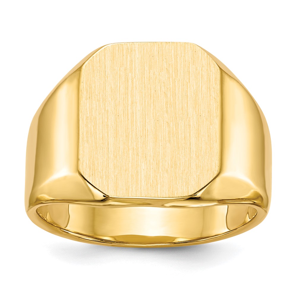 14K Yellow Gold 15.5x13.0mm Closed Back Men's Signet Ring