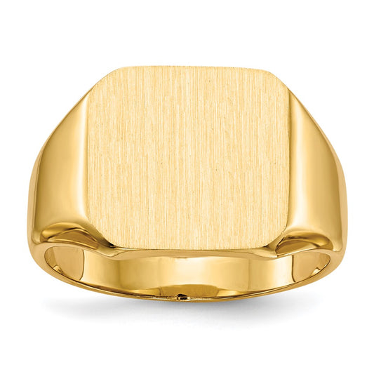 14K Yellow Gold 13.0x14.0mm Closed Back Men's Signet Ring