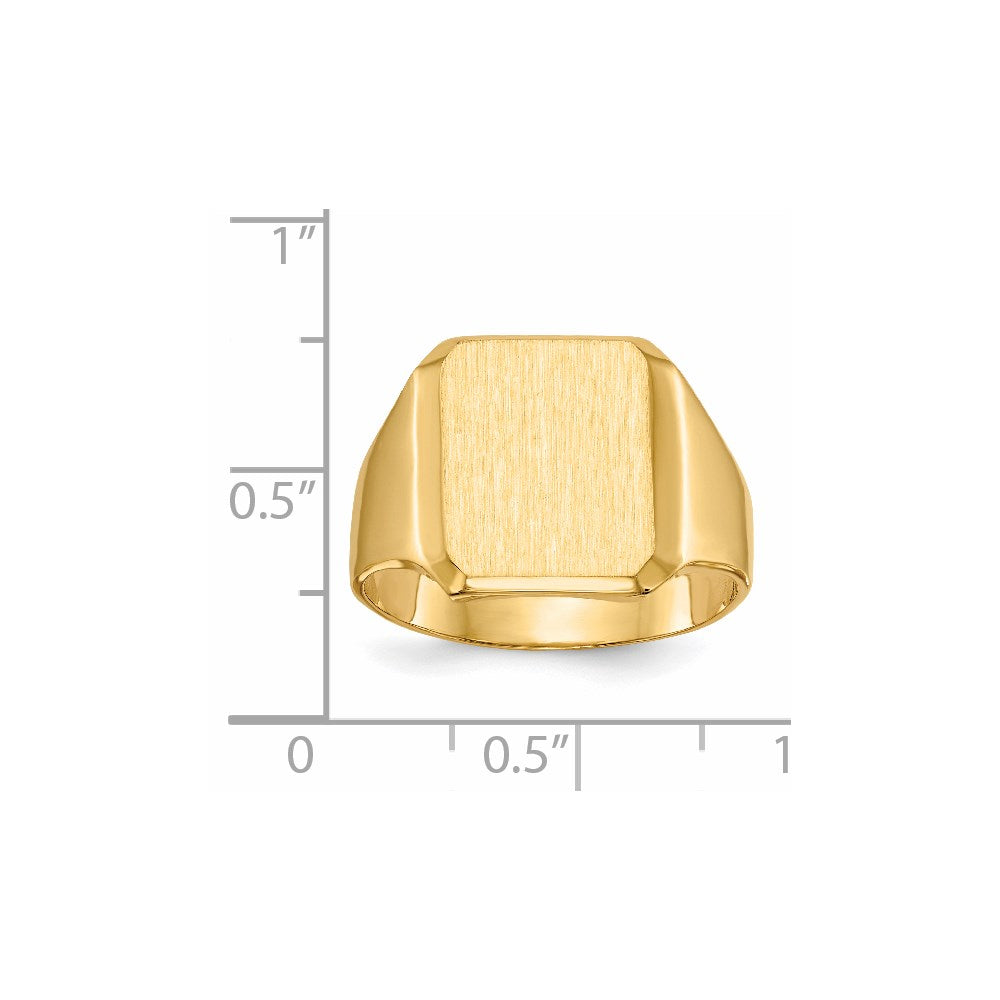 14K Yellow Gold 15.0x12.5mm Closed Back Men's Signet Ring