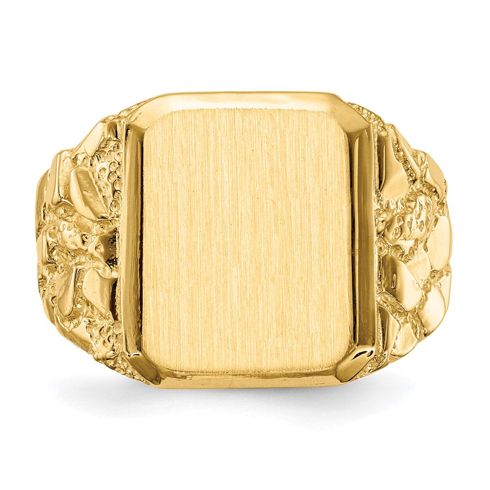 14K Yellow Gold 14 x 15 mm Open Back Men's Signet Ring