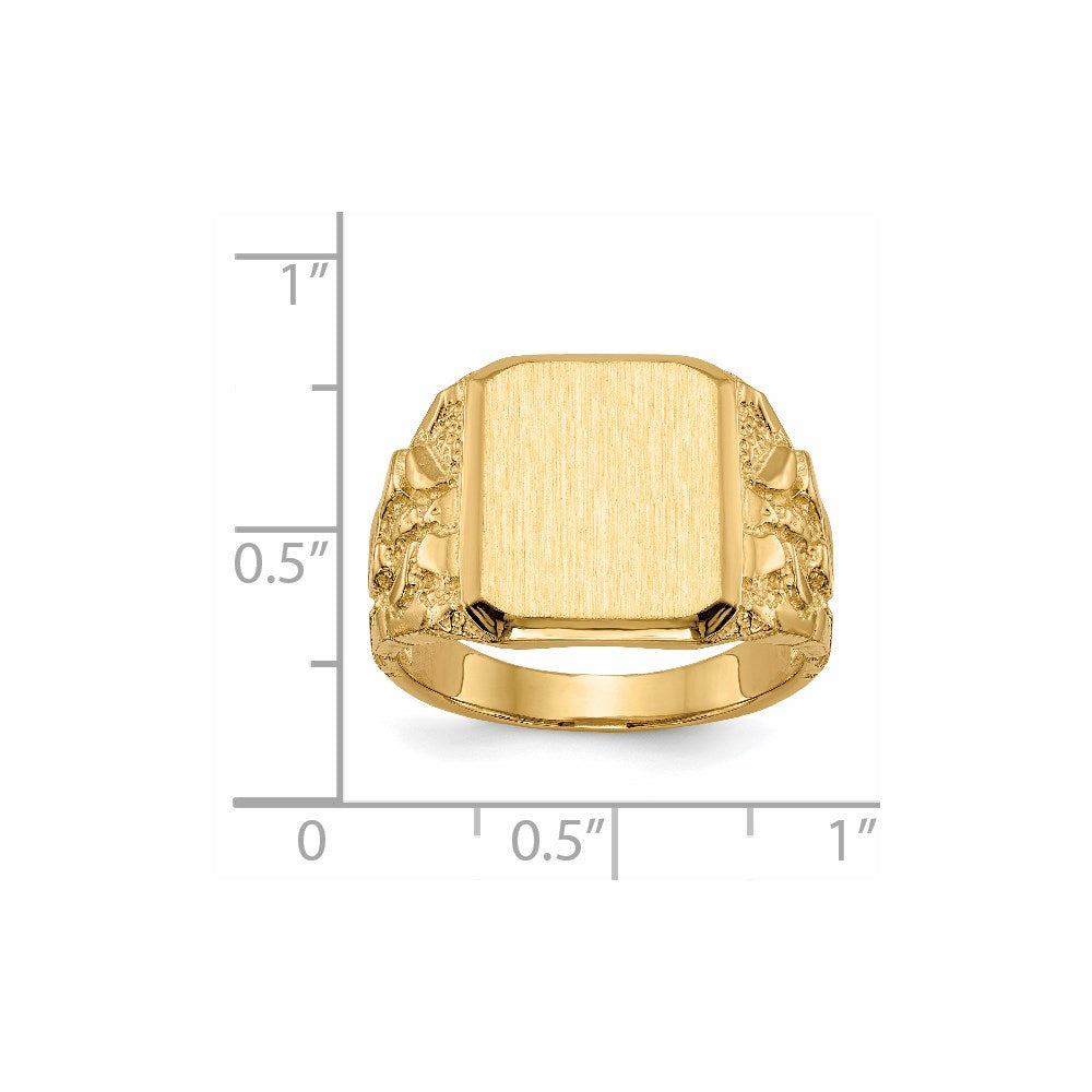 14K Yellow Gold 14 x 15 mm Open Back Men's Signet Ring