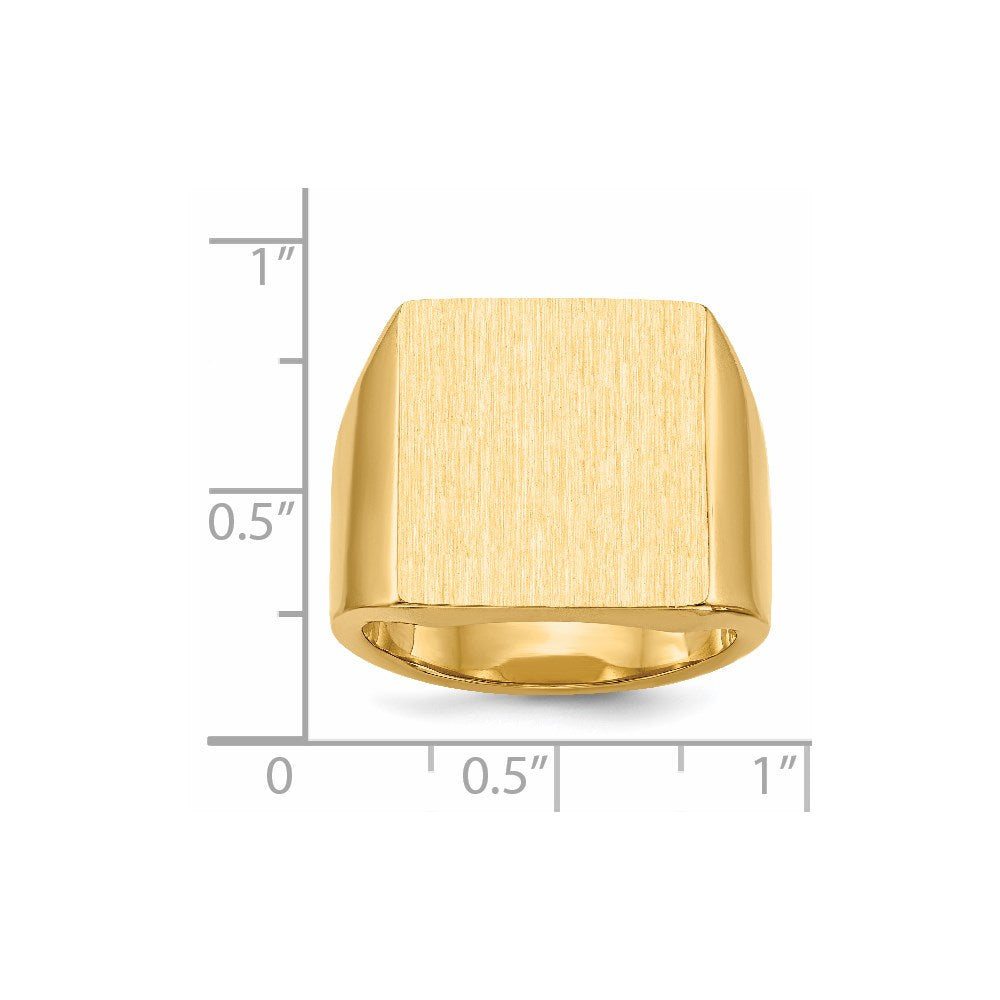 14K Yellow Gold 17.5x16.5mm Closed Back Mens Signet Ring