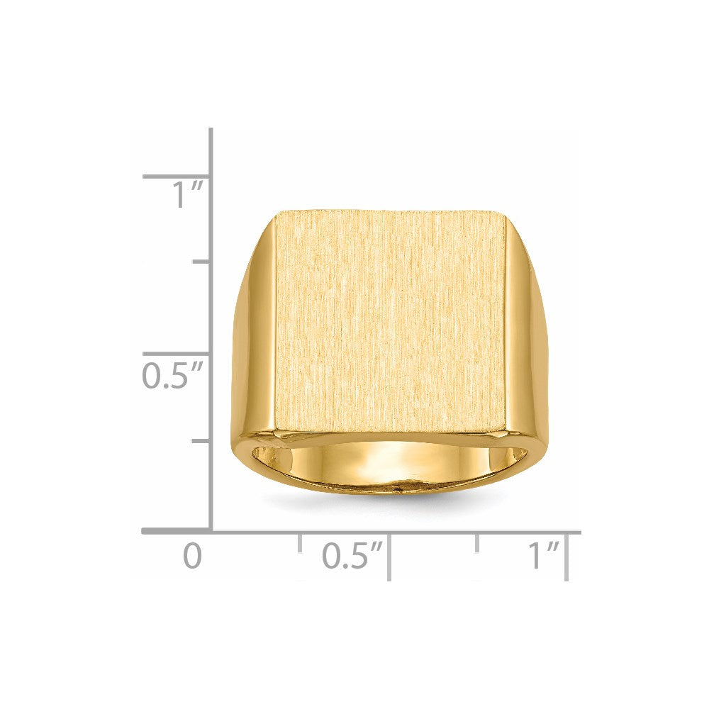 14K Yellow Gold 17.5x16.5mm Open Back Mens Signet Ring