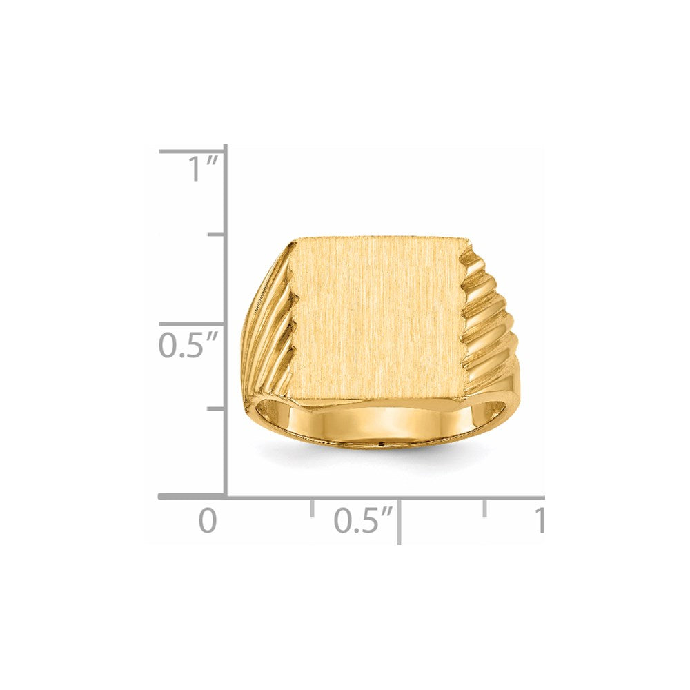 14K Yellow Gold 13.0x13.0mm Closed Back Men's Signet Ring