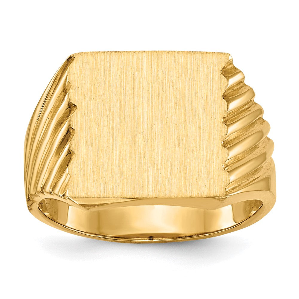 14K Yellow Gold 13.0x13.0mm Closed Back Men's Signet Ring