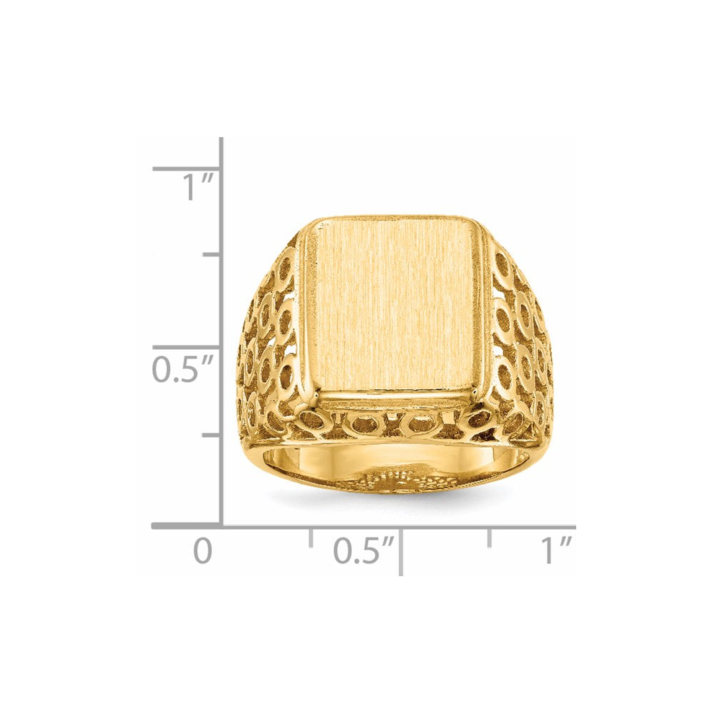 14K Yellow Gold 14.5 x 12.5mm Open Back Men's Signet Ring