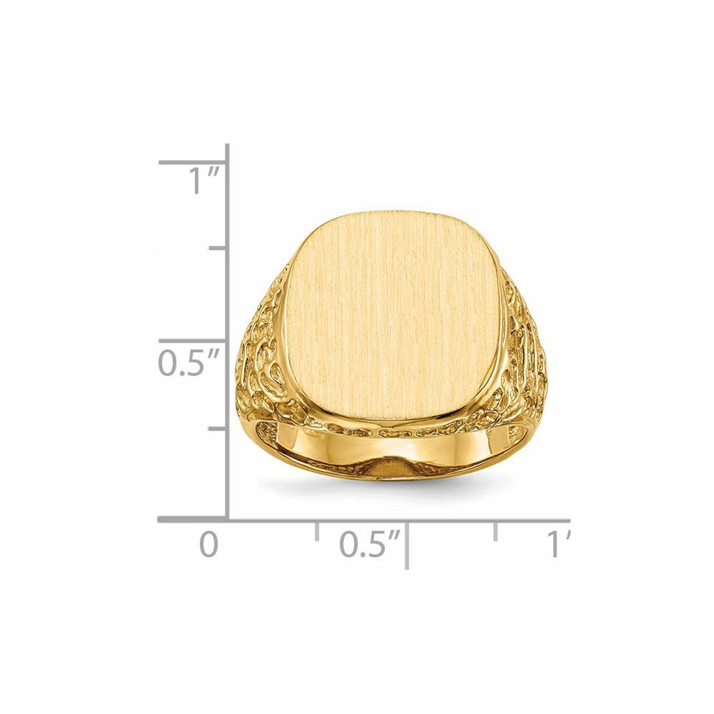 14K Yellow Gold 17.5x16.5mm Open Back Men's Signet Ring