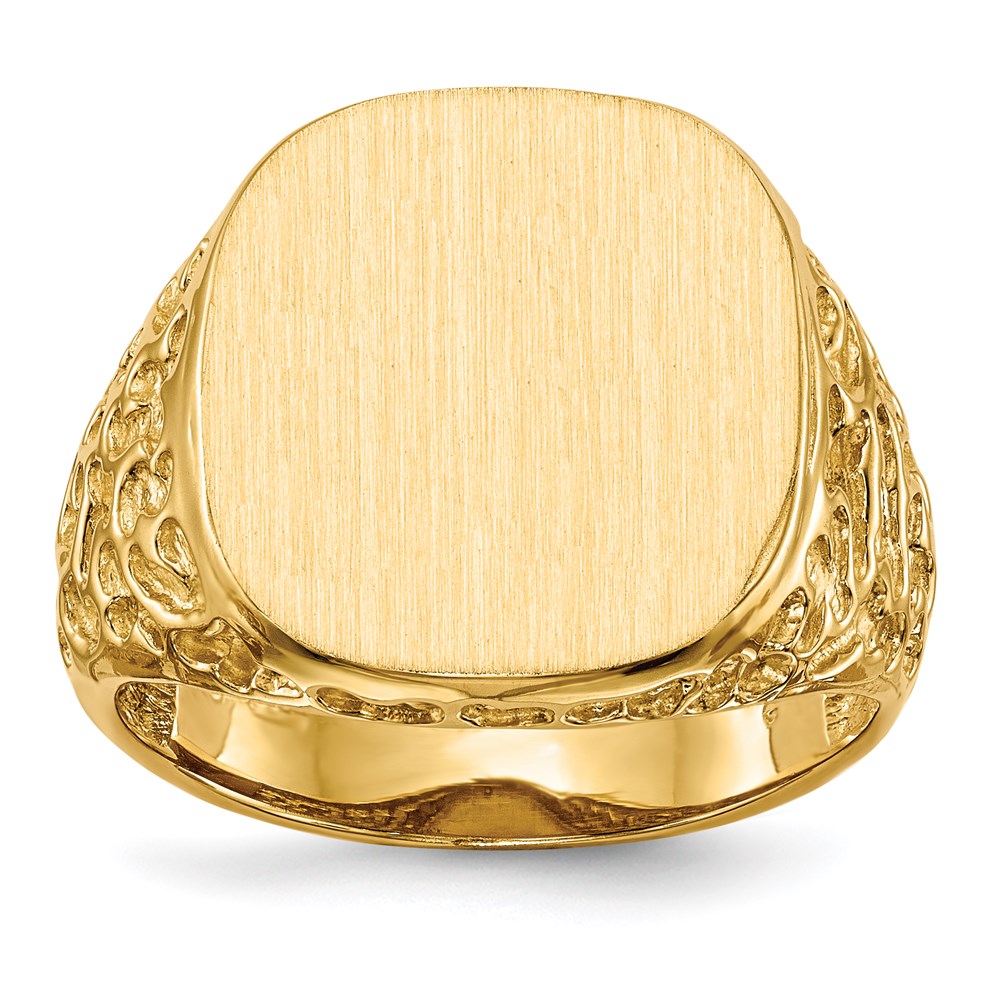 14K Yellow Gold 17.5x16.5mm Open Back Men's Signet Ring