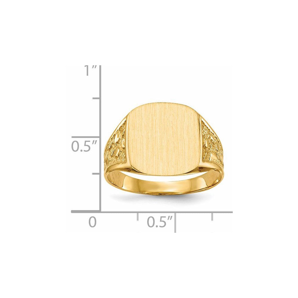 14K Yellow Gold 14.0x14.0mm Closed Back Men's Signet Ring