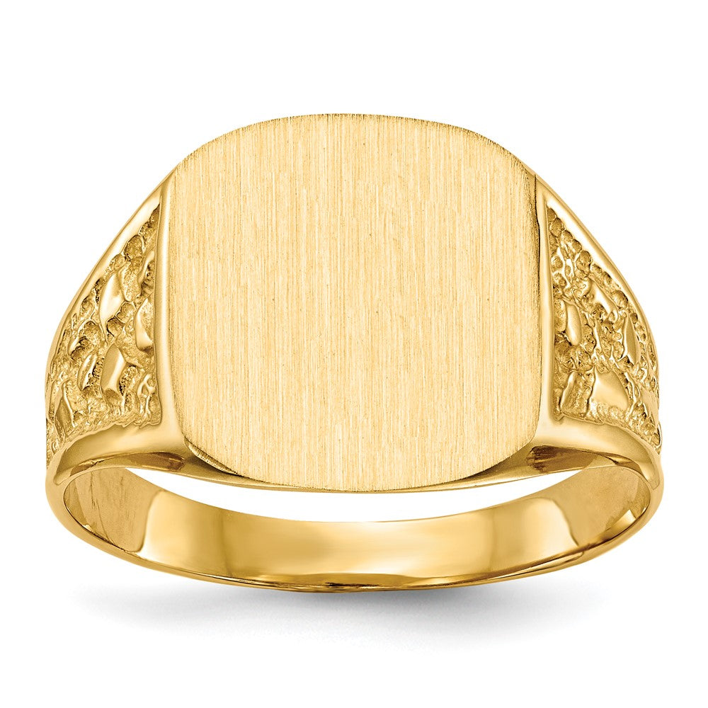 14K Yellow Gold 14.0x14.0mm Closed Back Men's Signet Ring