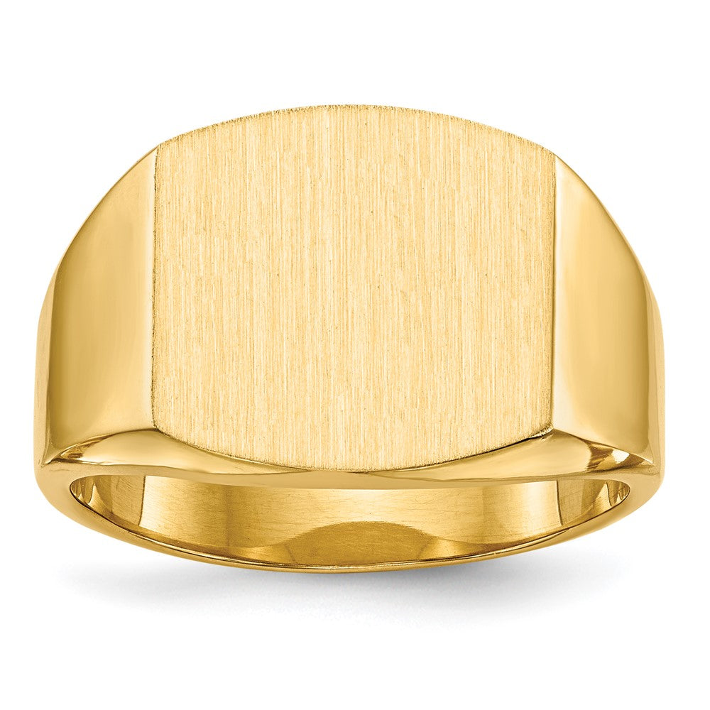 14K Yellow Gold 13.5x14.5mm Closed Back Men's Signet Ring