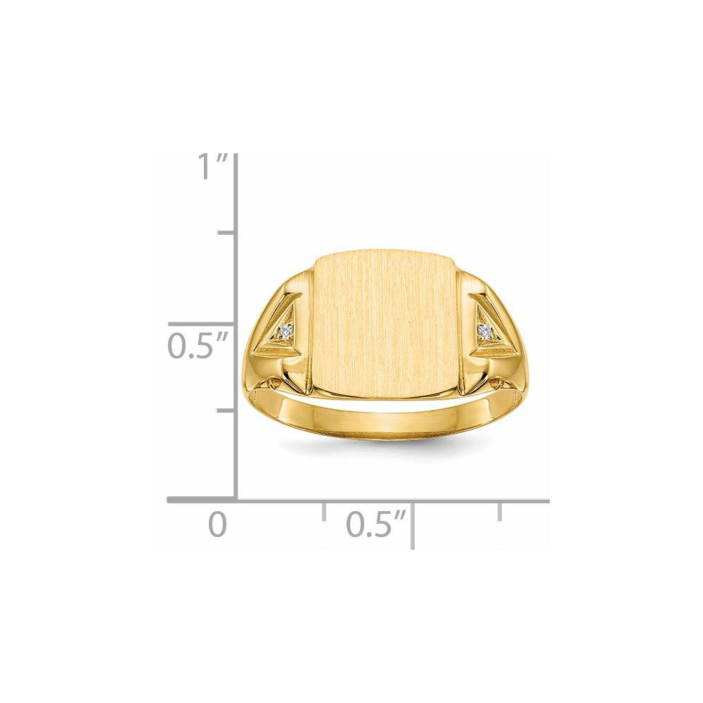 14K Yellow Gold 12.0x11.0mm Open Back VS Real Diamond Men's Signet Ring