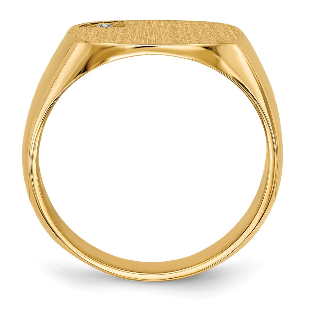 14K Yellow Gold 15.0x15.0mm Closed Back VS Real Diamond Men's Signet Ring