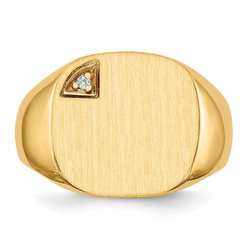 14K Yellow Gold 15.0x15.0mm Closed Back VS Real Diamond Men's Signet Ring