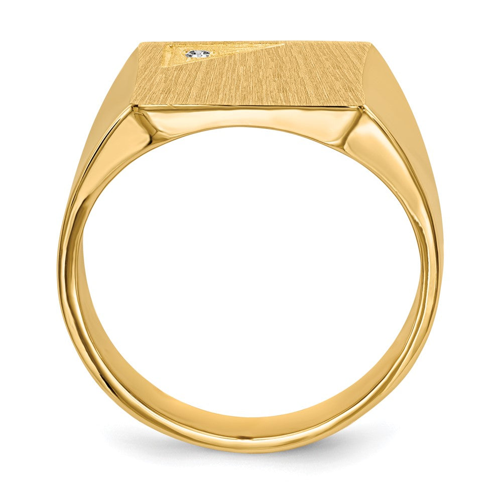 14K Yellow Gold 14.0x13.0mm Closed Back AAA Real Diamond Men's Signet Ring