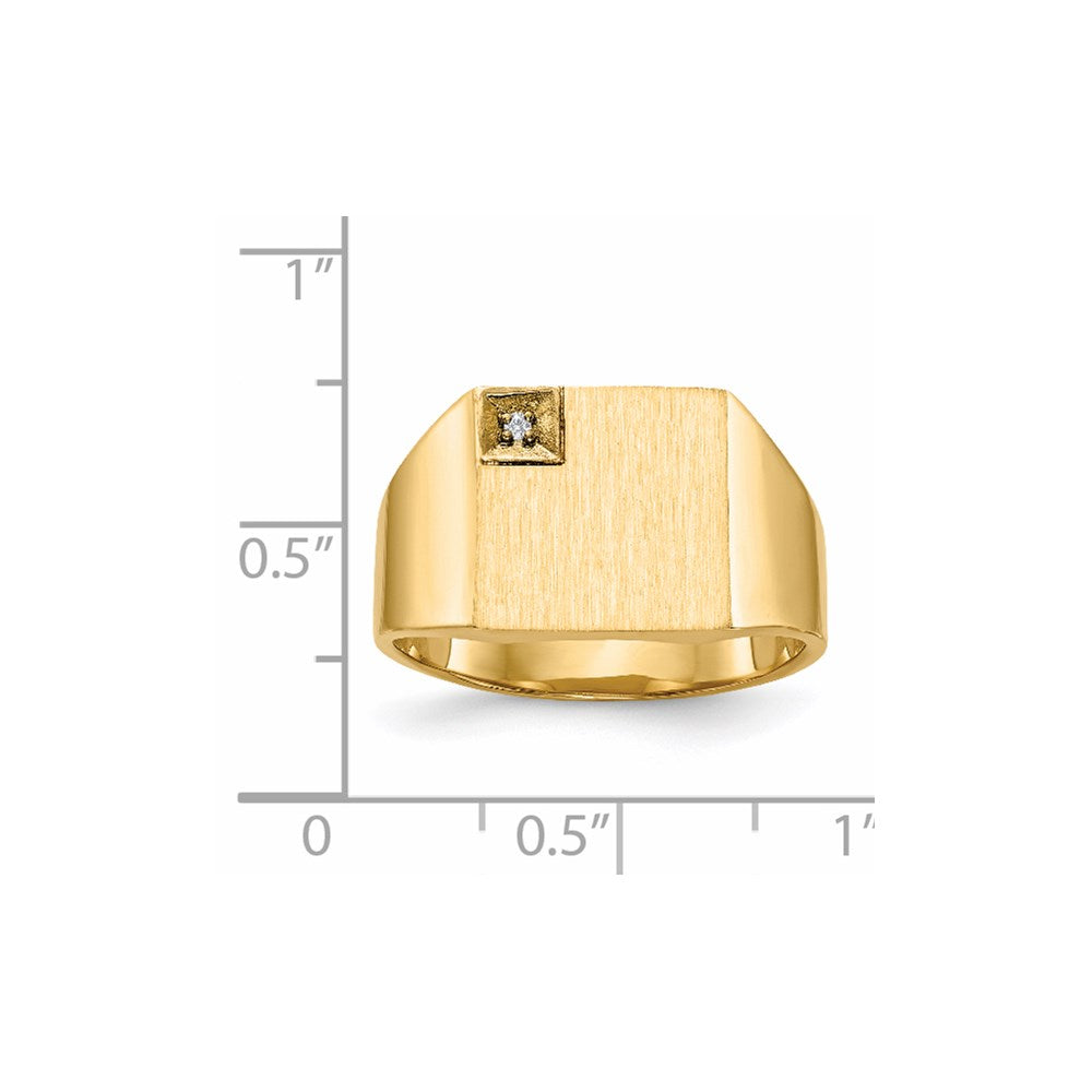 14K Yellow Gold 12.0x12.5mm Closed Back A Real Diamond Men's Signet Ring