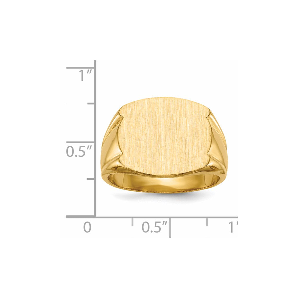 14K Yellow Gold 15.0x16.5mm Closed Back Men's Signet Ring