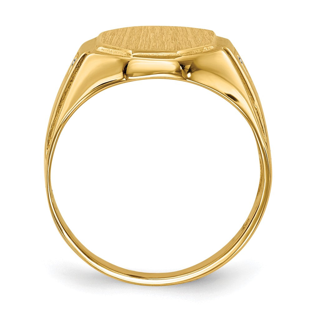 14K Yellow Gold 12.5x11.5mm Open Back VS Real Diamond Men's Signet Ring