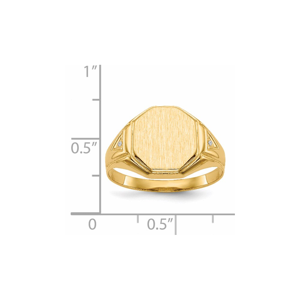 14K Yellow Gold 12.5x11.5mm Open Back VS Real Diamond Men's Signet Ring