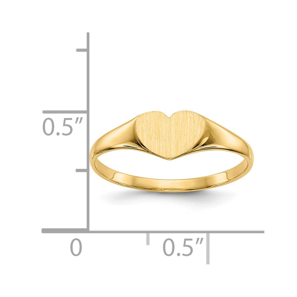 14K Yellow Gold 6.0x7.5mm Closed Back Heart Signet Ring