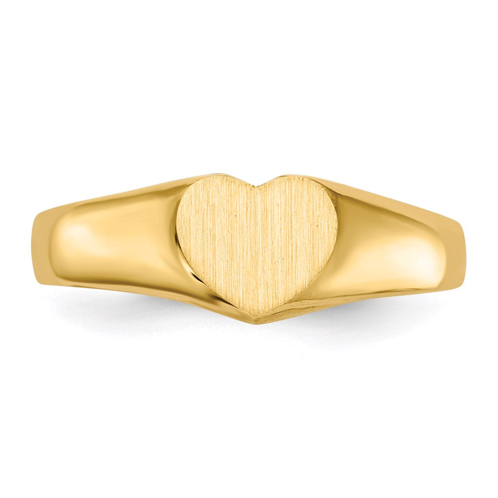 14K Yellow Gold 6.0x7.5mm Open Back Heart Signet Ring