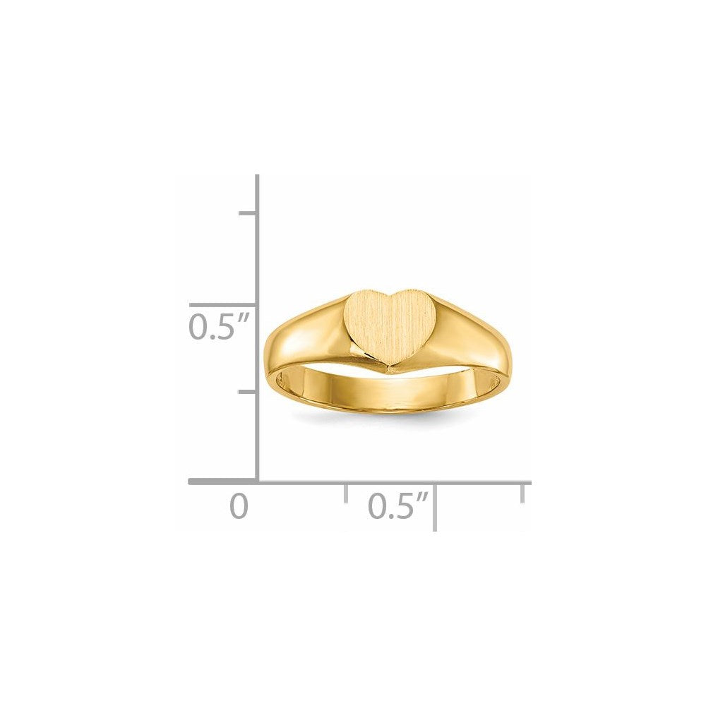 14K Yellow Gold 6.0x7.5mm Open Back Heart Signet Ring