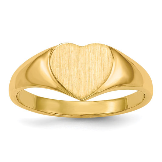 14K Yellow Gold 7.5x8.5mm Open Back Heart Signet Ring