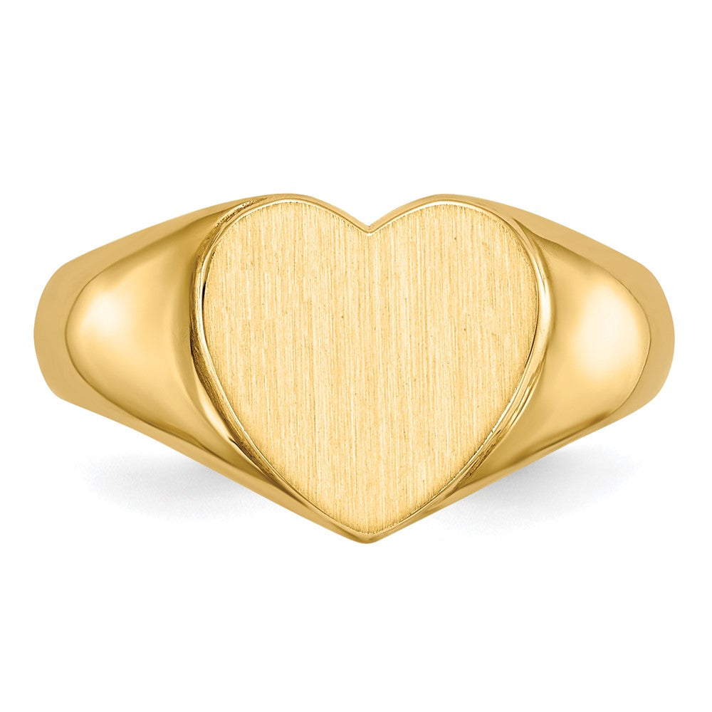 14K Yellow Gold 9.5x9.5mm Open Back Heart Signet Ring