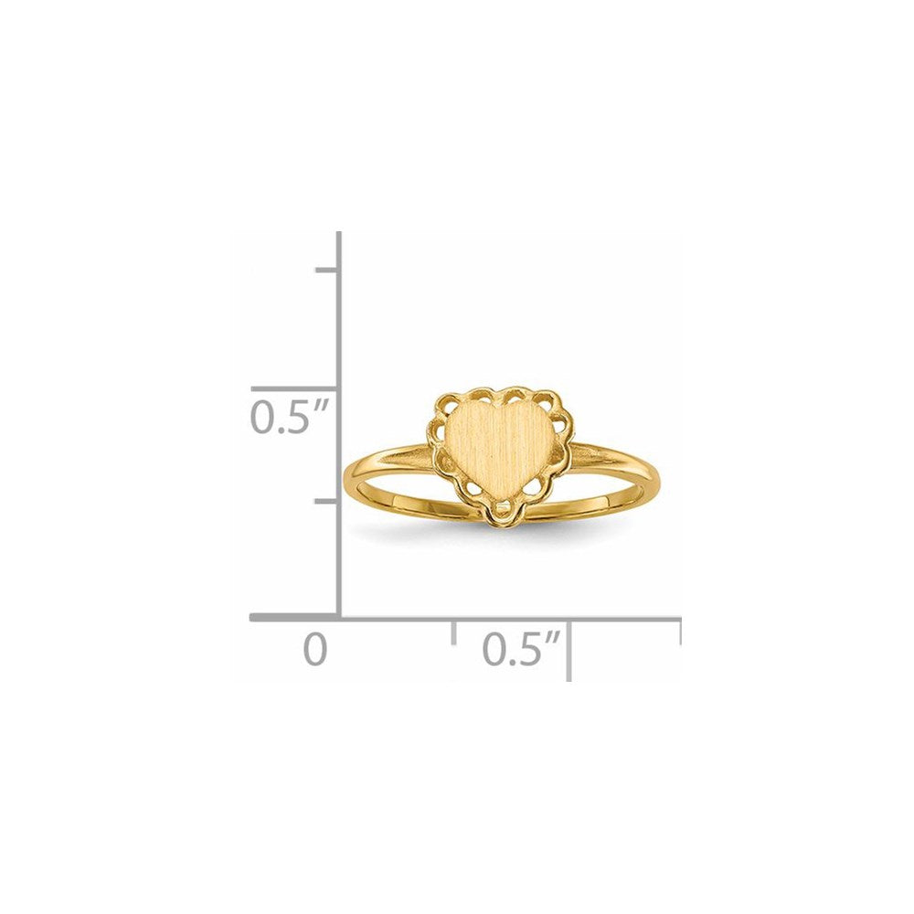 14K Yellow Gold 6.0x6.5mm Open Back Heart Signet Ring