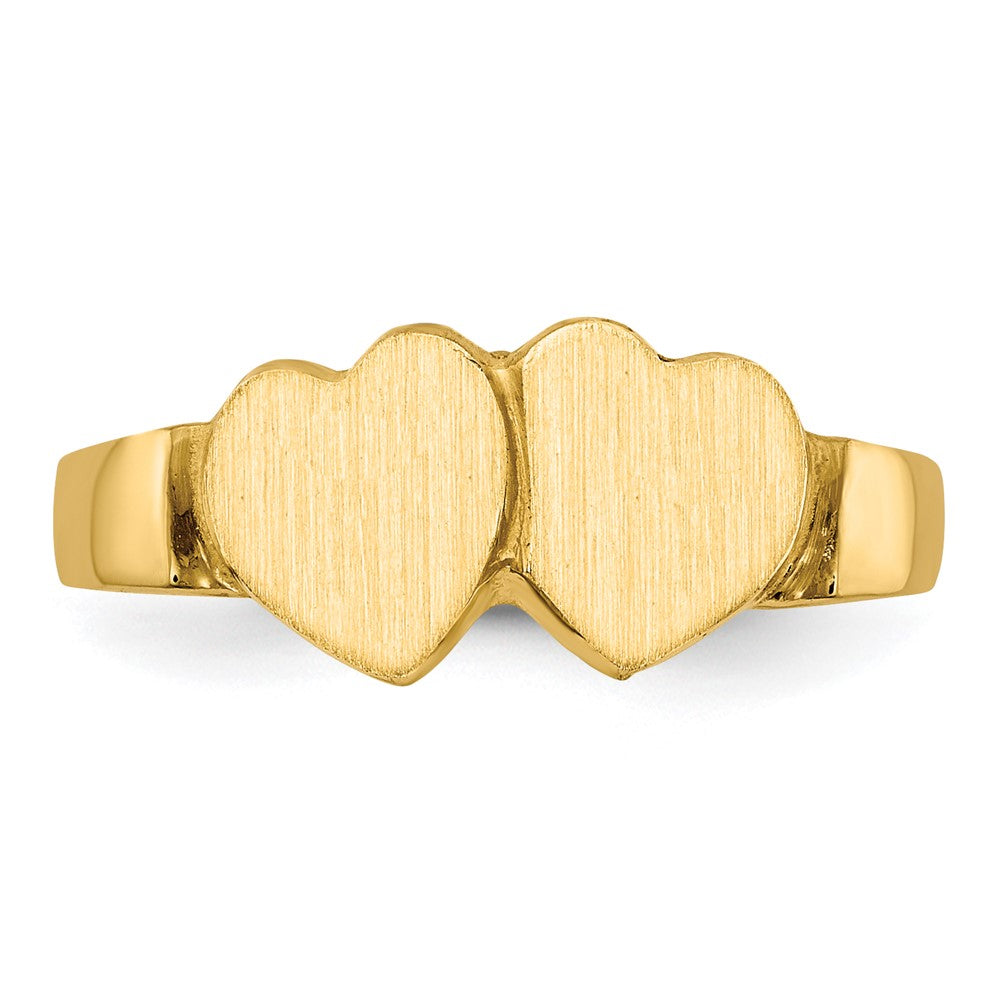 14K Yellow Gold 7.0x7.0mm Closed Back Heart Signet Ring