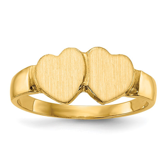 14K Yellow Gold 7.0x7.0mm Closed Back Heart Signet Ring