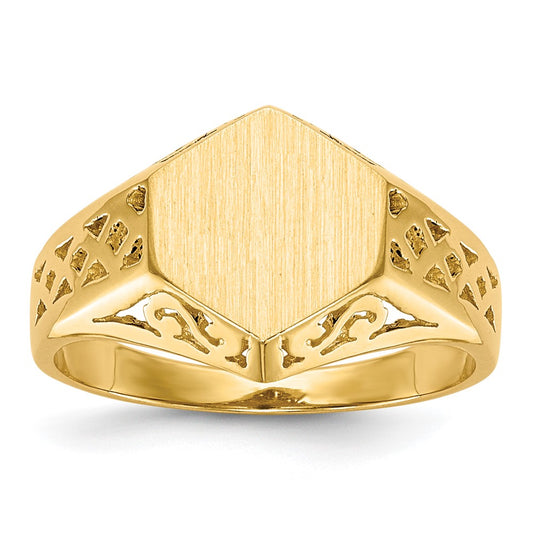14K Yellow Gold 9.5x8.5mm Open Back Signet Ring
