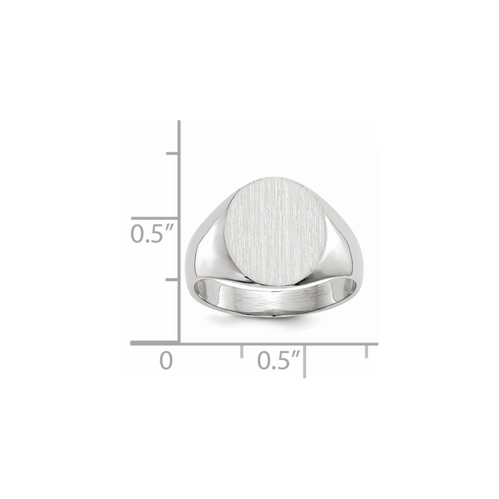 14k White Gold 12.5x12.0mm Closed Back Signet Ring