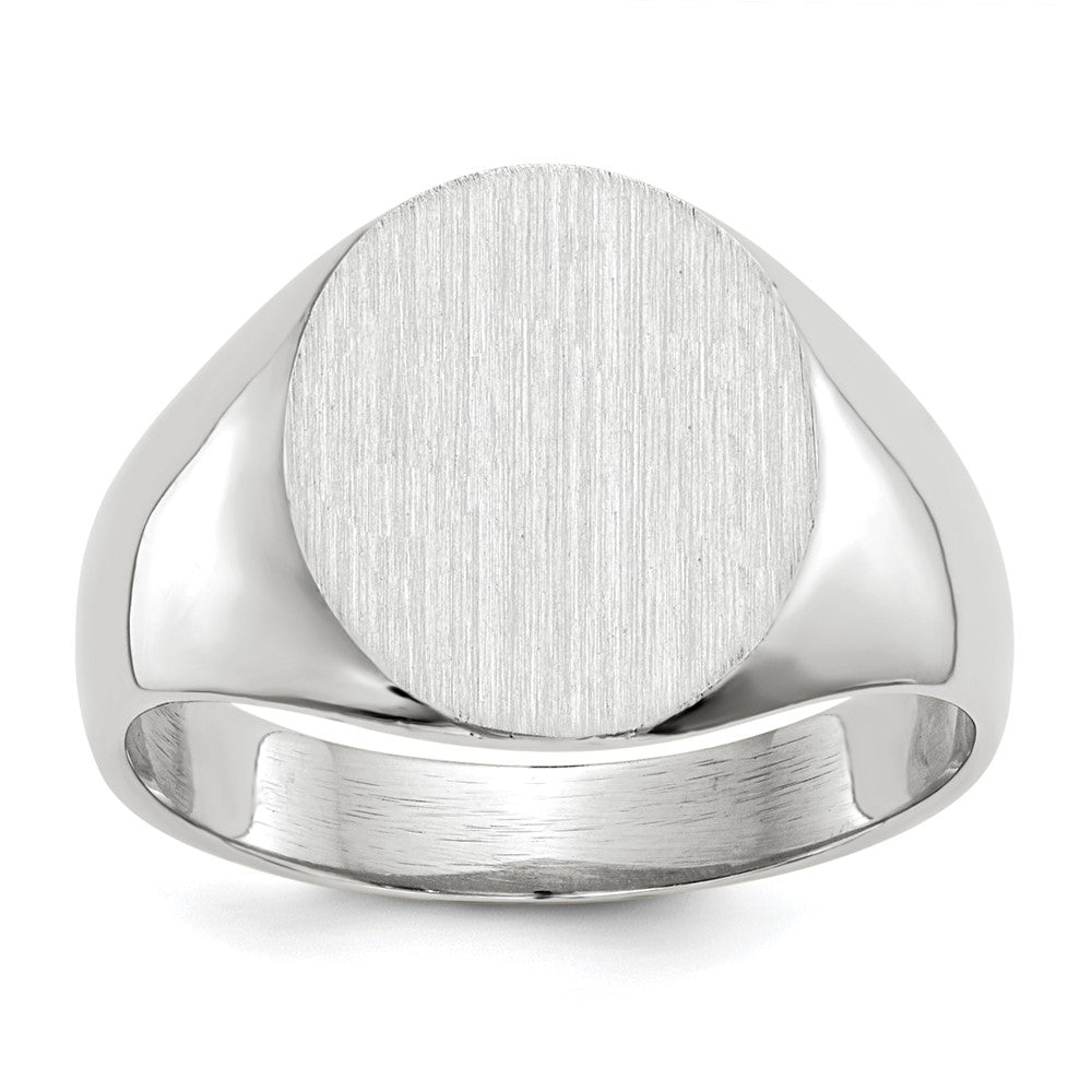 14k White Gold 12.5x12.0mm Closed Back Signet Ring